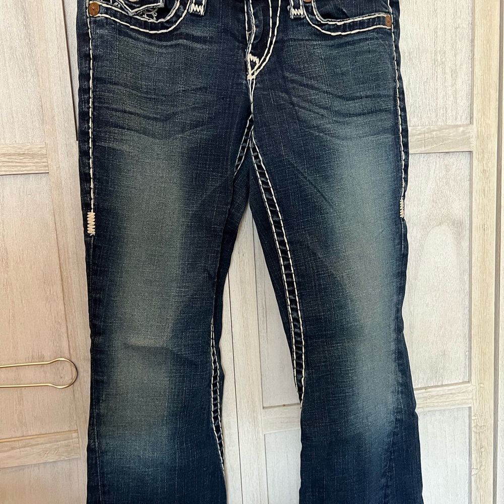 True Religion Joey Super T Blue Flare Wide Leg Jeans
